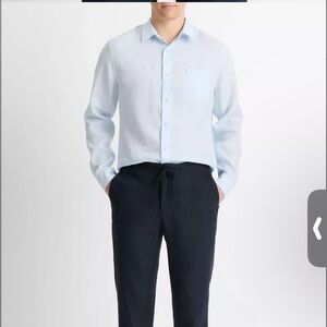 Vince Light Blue 100% linen Button-Up Shirt size L